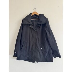 Ralph Lauren Overcoat Jacket Parka Black Winter Hood Women's Size XL Chic Clean
